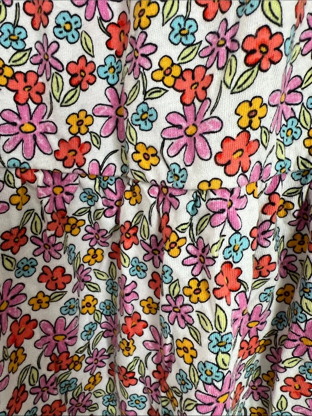 Old Navy l Cotton White Floral Tiered Dress Multi-Color Flowers #867463-01 Sz M
